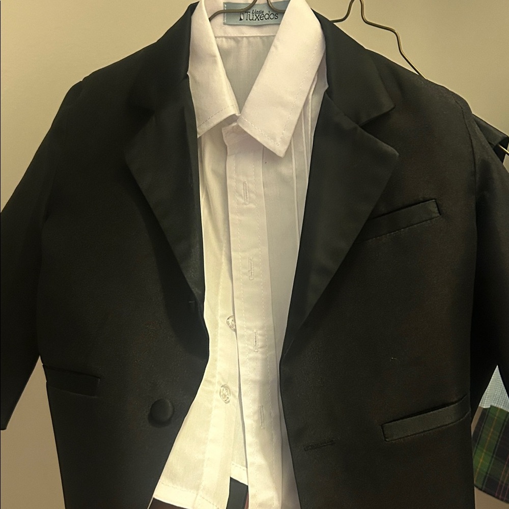 Kids Black Tuxedo Set with shoes